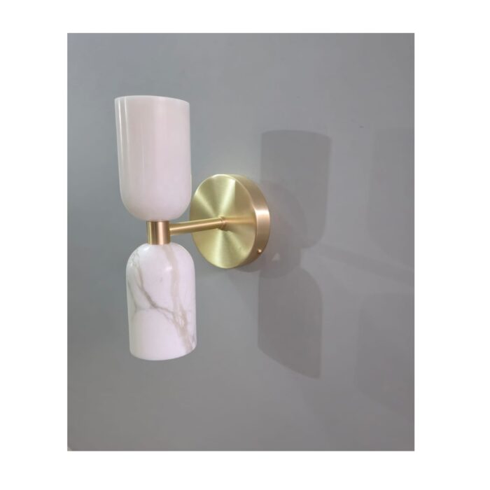 Luxury Alabaster Stone Wall Light with brass round backplate