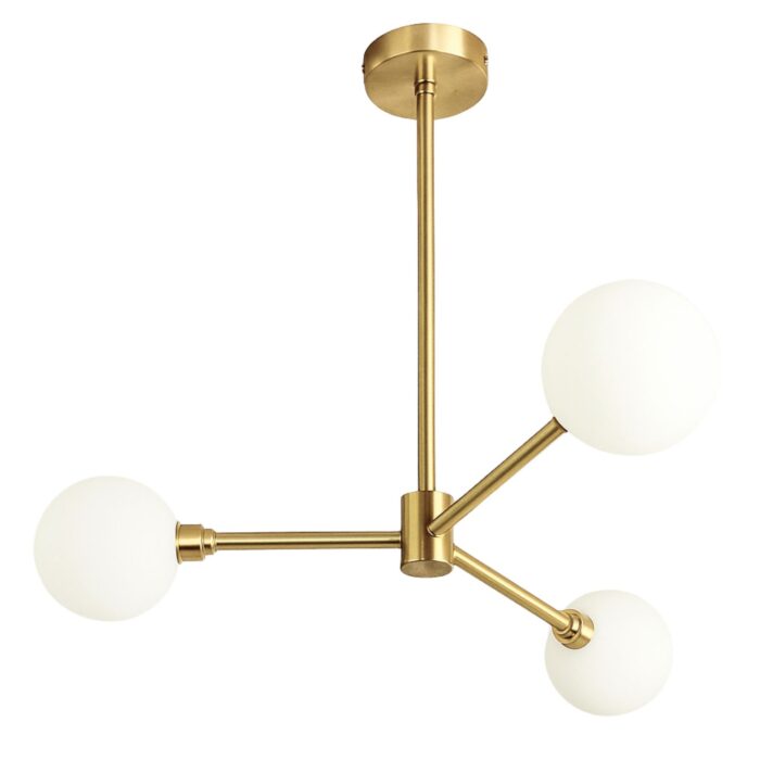 Three Globe Chandelier modern brass ceiling light for living room