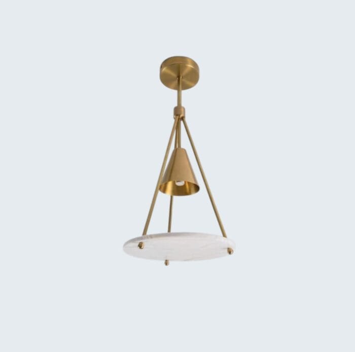 Stylish Alabaster Pendant Light, Modern Brass and Glass Pendant Light - Contemporary Hanging Ceiling Chandelier for Living Room & Dining Space