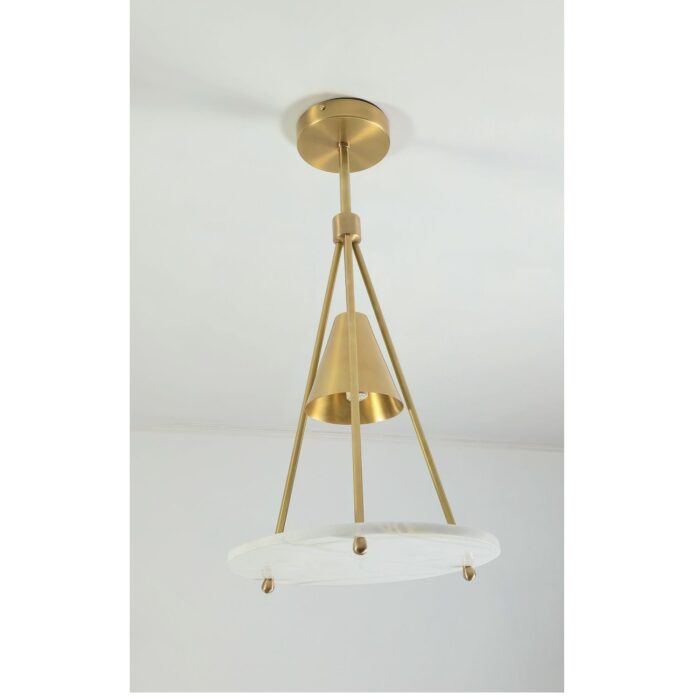 Stylish Alabaster Pendant Light with elegant brass frame design