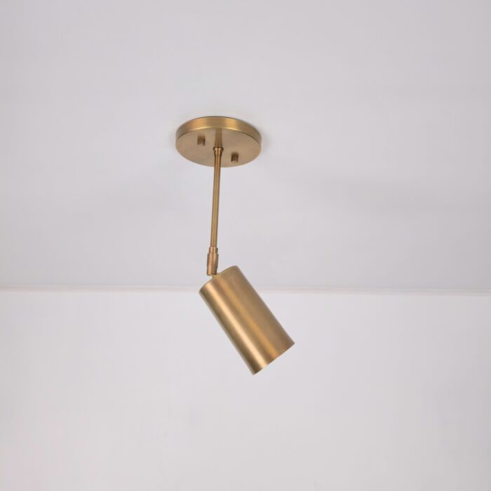 Handmade Raw Brass Spotlight, Alpha WL 23 Minimalist Canopy Light