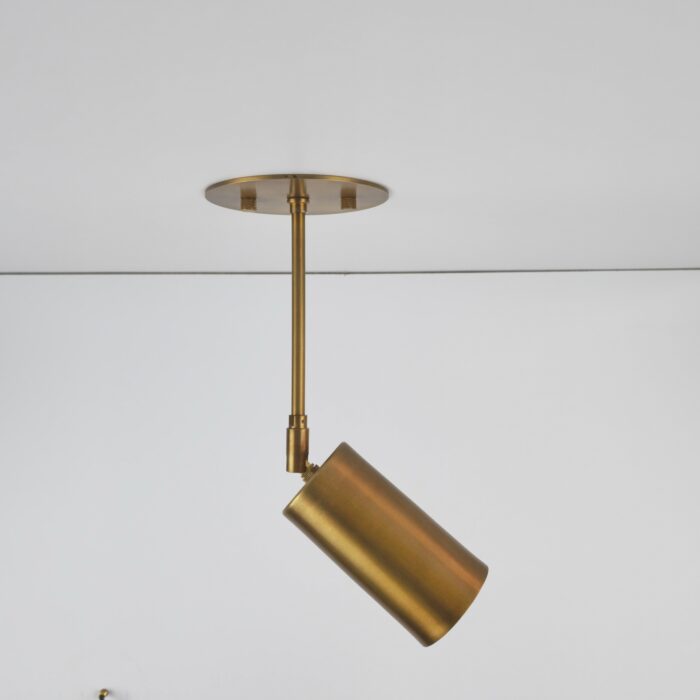 Minimalist Cylinder Brass Spotlight Modern Brass Spotlight Ceiling Light – Adjustable Cylinder Directional Wall Scone – Minimalist Task Lighting For Kitchen, Gallery & Accent Wall